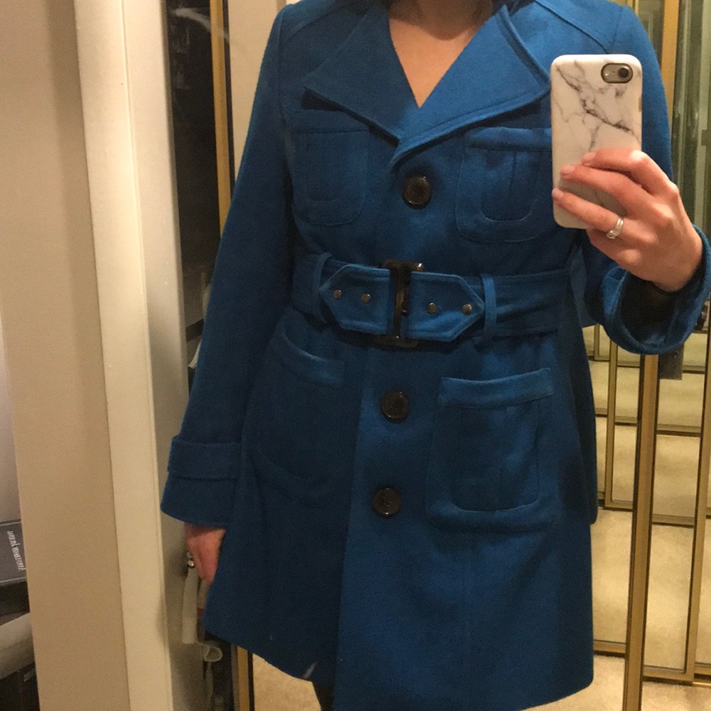 Fun blue trench coat!